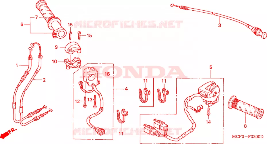COMMODO - LEVIER - CABLE Honda MOTO 1000 SP 2005  VTR1000SP5