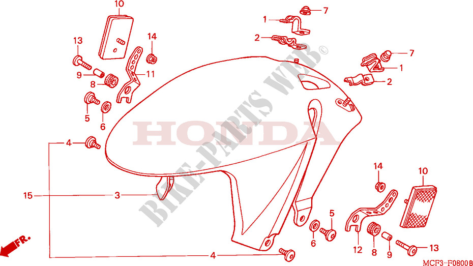 GARDE BOUE AVANT pour Honda VTR 1000 SP1 de 2000