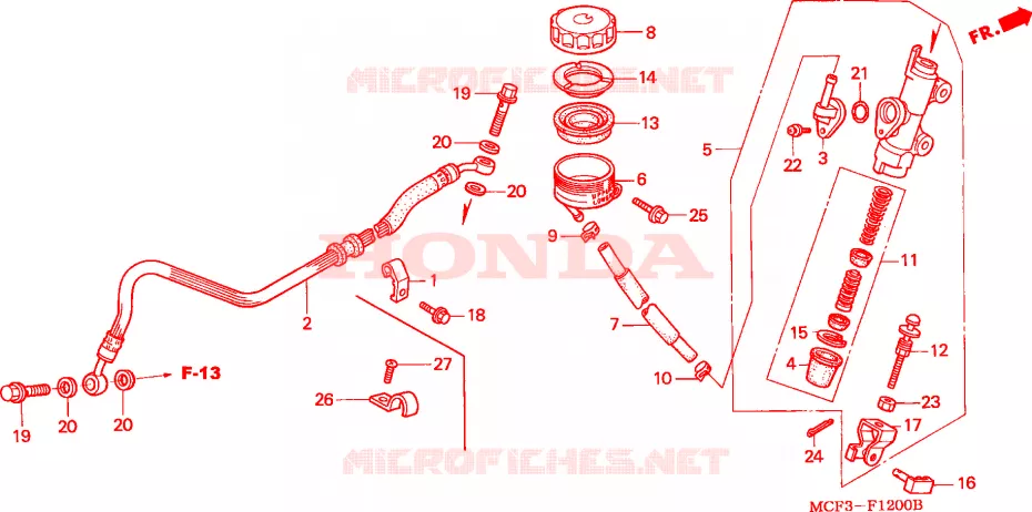 MAITRE-CYLINDRE DE FREIN ARRIERE Honda MOTO 1000 SP 2000  VTR1000SPY
