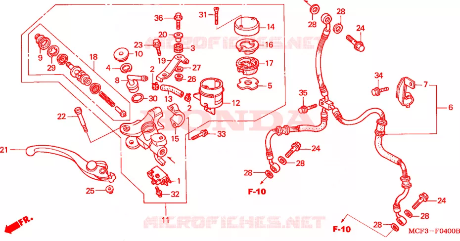 MAITRE CYLINDRE DE FREIN AVANT Honda MOTO 1000 SP 2003  VTR1000SP3
