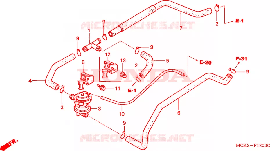 COMMANDE INJECTION D'AIR SOUPAPE Honda MOTO 1100 SHADOW 2004  VT1100C24