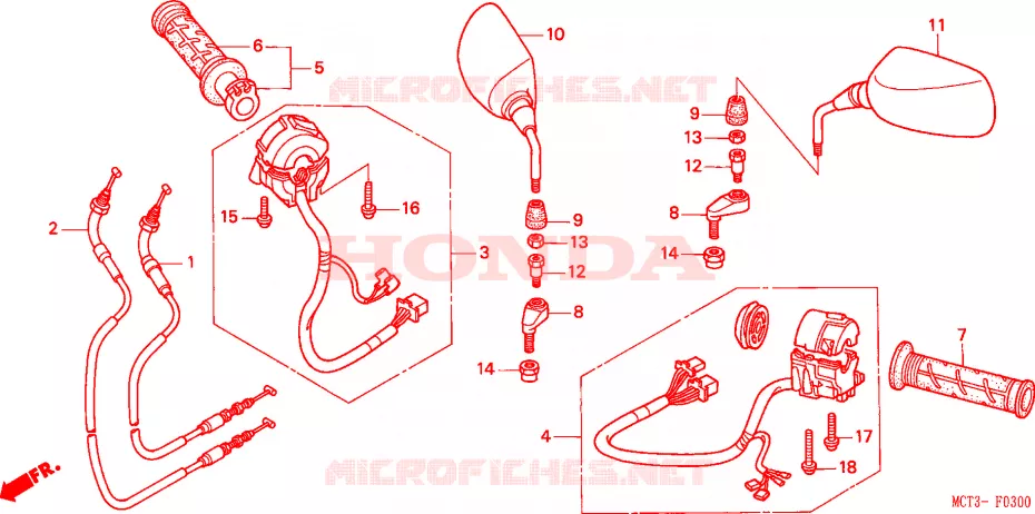 COMMODO - LEVIER - CABLE Honda SCOOTER 600 SILVERWING 2003  FJS600A3