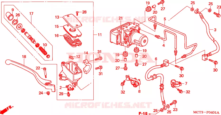 MAITRE-CYLINDRE FREIN AV.(FJS600A3/A4/A5) Honda SCOOTER 600 SILVERWING 2004  FJS600A4