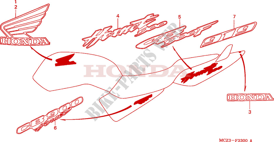 AUTOCOLLANTS pour Honda CB 900 F HORNET de 2006