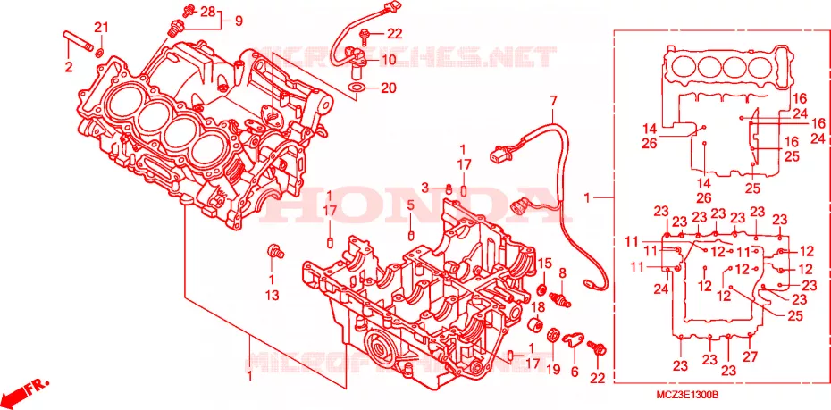 CARTER MOTEUR Honda MOTO 900 HORNET 2005  CB900F5