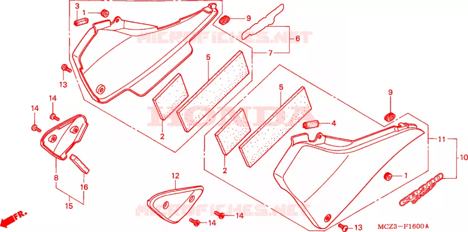 COUVERCLES LATERAUX Honda MOTO 900 HORNET 2006  CB900F5