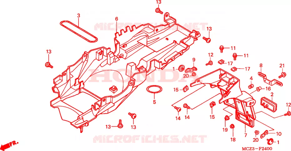 GARDE-BOUE ARRIERE Honda MOTO 900 HORNET 2003  CB900F3