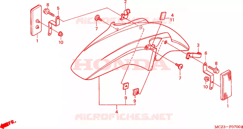 GARDE BOUE AVANT Honda MOTO 900 HORNET 2003  CB900F2