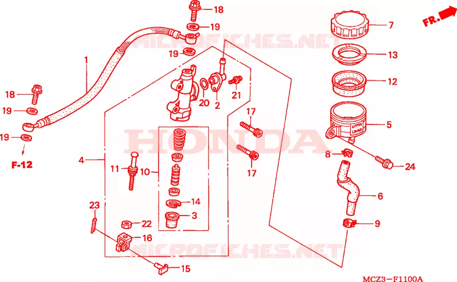 MAITRE-CYLINDRE DE FREIN ARRIERE Honda MOTO 900 HORNET 2006  CB900F5