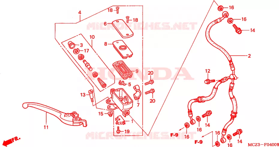 MAITRE CYLINDRE DE FREIN AVANT Honda MOTO 900 HORNET 2006  CB900F6