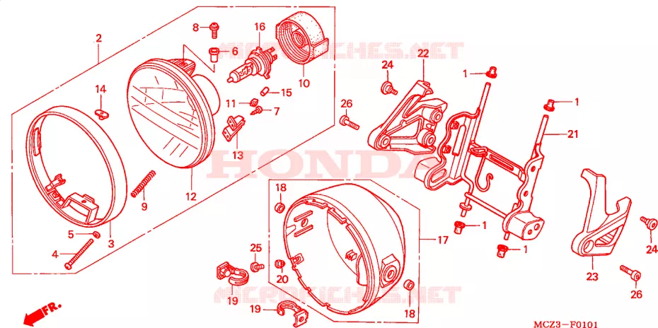 PHARE (CM/U) Honda MOTO 900 HORNET 2006  CB900F6