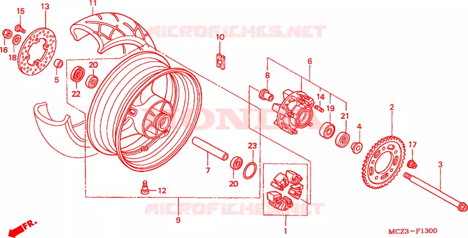 ROUE ARRIERE Honda MOTO 900 HORNET 2005  CB900F4