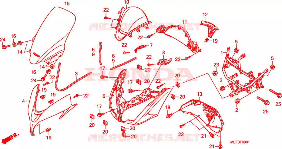 GAINE DE PROTECTION AVANT(FJS400D9/FJS400A) Honda SCOOTER 400 SILVERWING 2015  FJS400D9