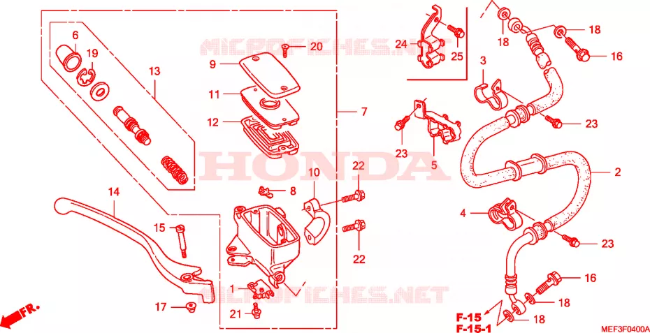 MAITRE CYLINDRE DE FREIN AVANT Honda SCOOTER 400 SILVERWING 2008  FJS400D8