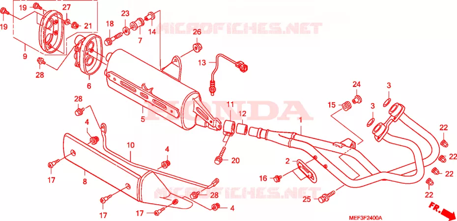 SILENCIEUX D'ECHAPPEMENT Honda SCOOTER 400 SILVERWING 2011  FJS400D9
