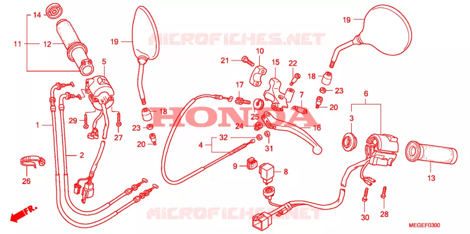 COMMODOS - POIGNEES - CABLES Honda MOTO 750 SHADOW 2010  VT750CA