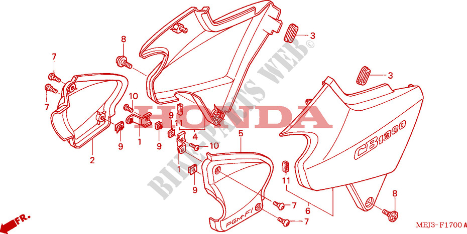 COUVERCLE LATERAL(CB1300F/F1) pour Honda CB 1300 BI COULEUR de 2005