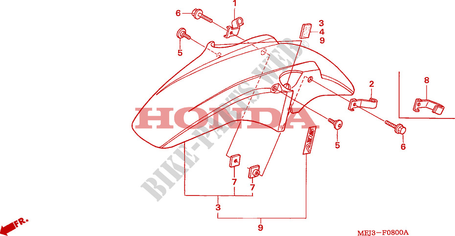 GARDE BOUE AVANT pour Honda CB 1300 BI COULEUR de 2003