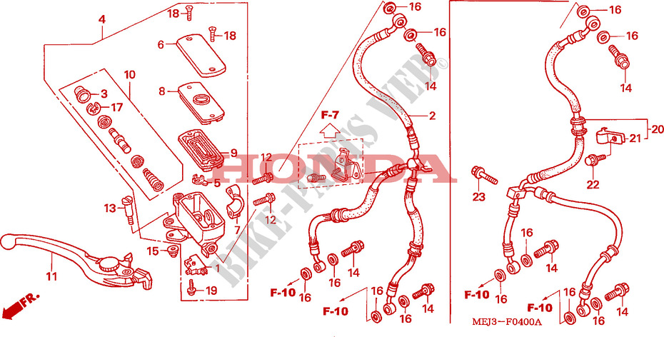 MAITRE CYLINDRE FREIN AV.(CB1300/F/F1/S) pour Honda CB 1300 TWO TONE de 2003