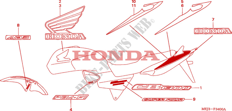 MARQUE(CB1300/A/F/F1) pour Honda CB 1300 BI COULEUR de 2003