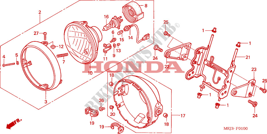 PROJECTEUR(1) pour Honda CB 1300 BI COULEUR de 2003