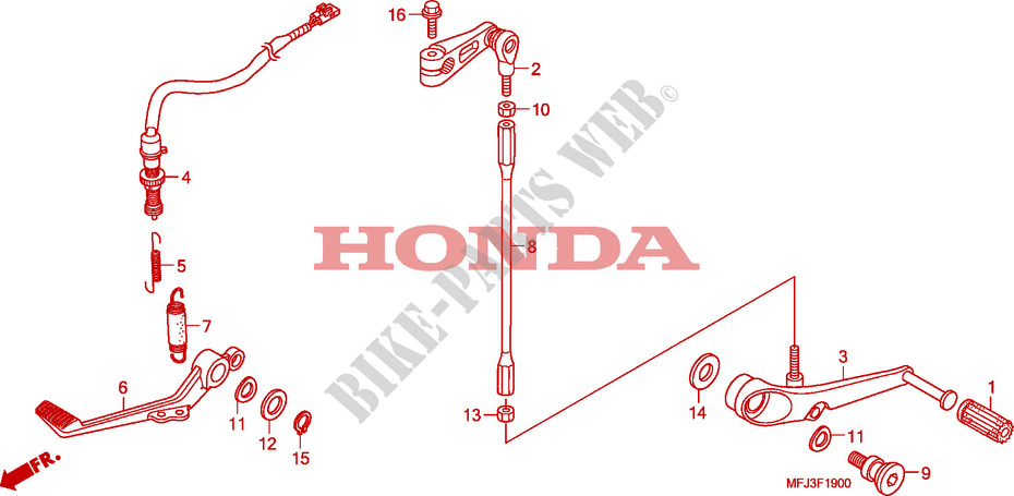 SELECTEUR   PEDALE DE FREIN pour Honda CBR 600 RR ABS WHITE de 2009