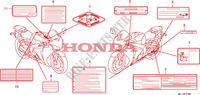 ETIQUETTE DE PRECAUTIONS(1) pour Honda CBR 1000 RR FIREBLADE TRICOLORE de 2010
