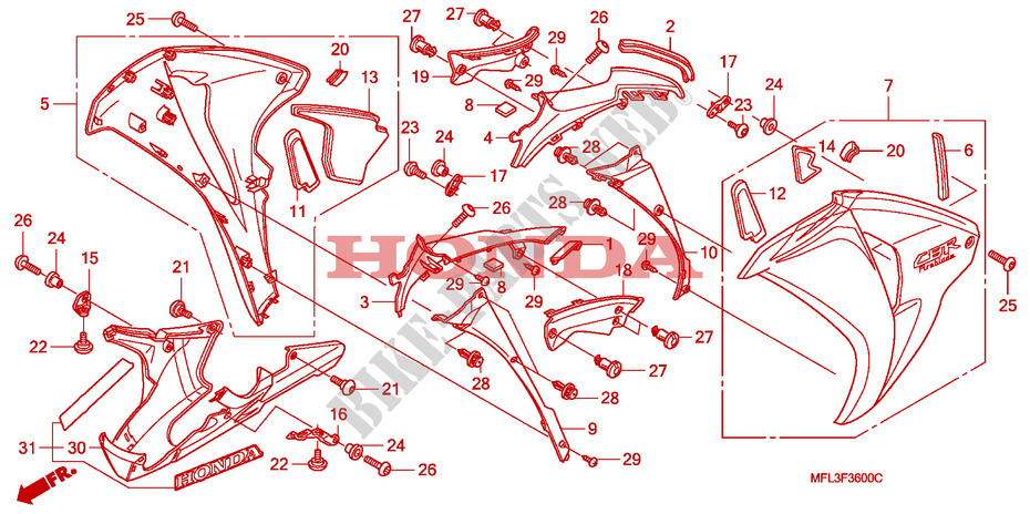CARENAGES LATERAUX AVANT pour Honda CBR 1000 RR FIREBLADE de 2008