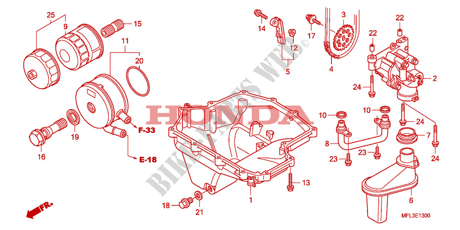 CARTER   POMPE   FILTRE A HUILE pour Honda CBR 1000 RR FIREBLADE ORANGE de 2010