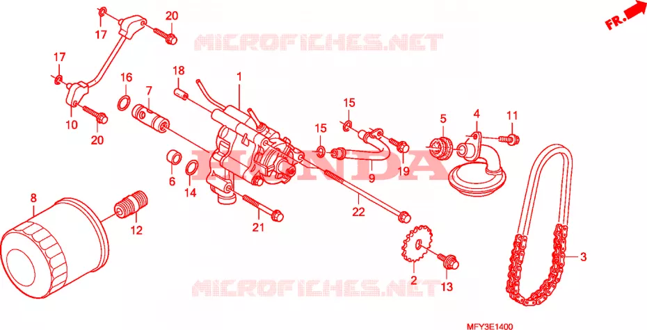 FILTRE A HUILE - POMPE A HUILE Honda MOTO 1300 VT 2011  VT1300CRAB