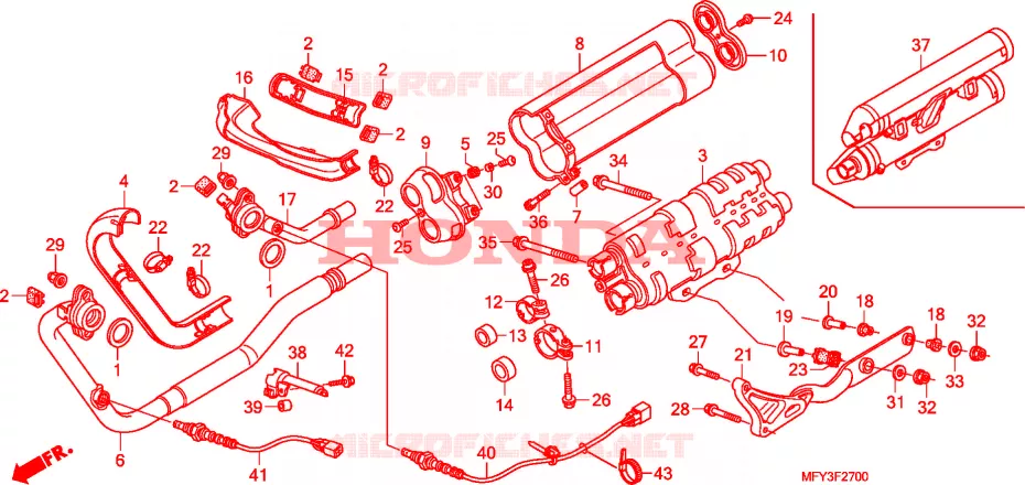 SILENCIEUX D'ECHAPPEMENT Honda MOTO 1300 VT 2011  VT1300CRB