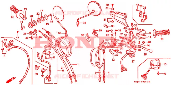 LEVIER DE GUIDON - CABLE - COMMODO Honda MOTO 600 XR 1989  XR600RK