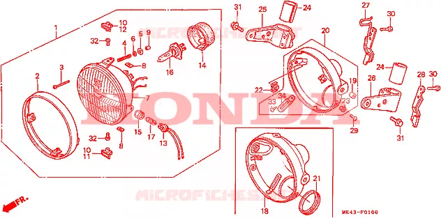 PHARE Honda MOTO 500 XBR 1987  XBR500H