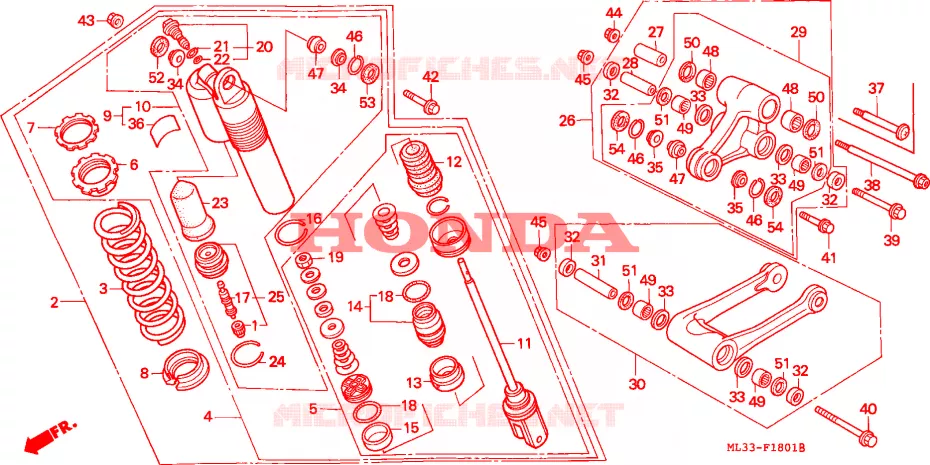 AMORTISSEUR ARRIERE (CR500RM/RN/RP) Honda MOTO 500 CR 1993  CR500RP