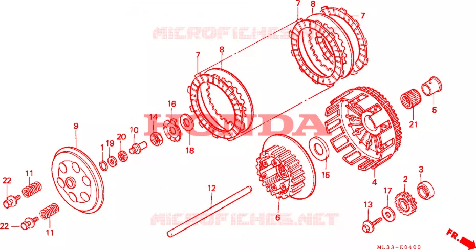 EMBRAYAGE Honda MOTO 500 CR 1994  CR500RR