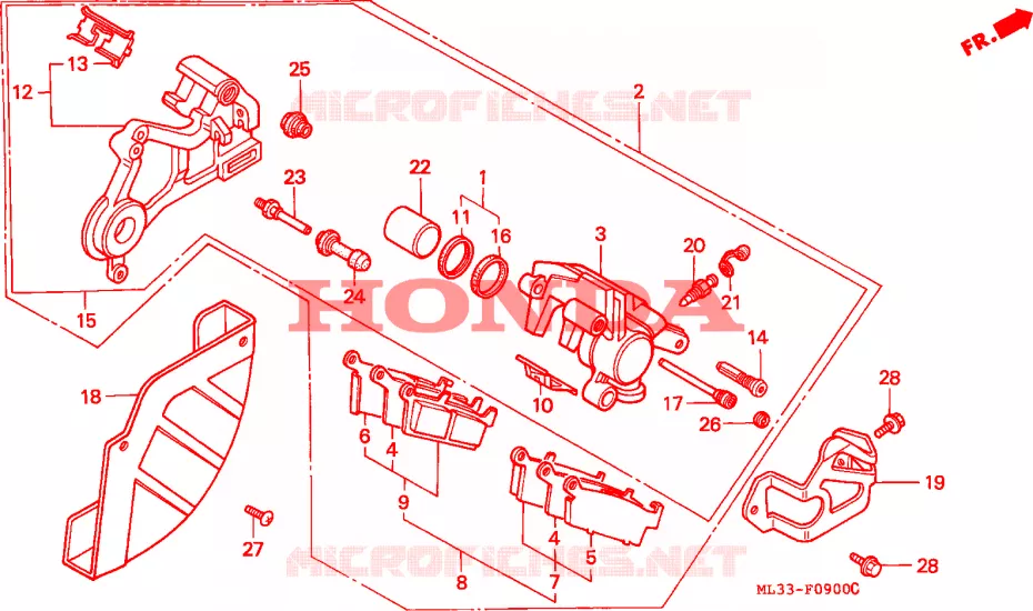 ETRIER DE FREIN ARRIERE Honda MOTO 500 CR 1995  CR500RS
