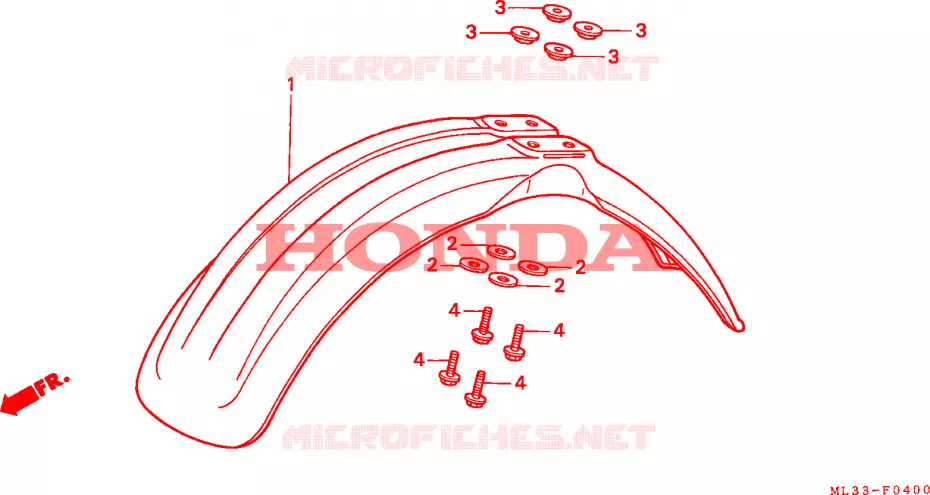 GARDE BOUE AVANT Honda MOTO 500 CR 1996  CR500RT