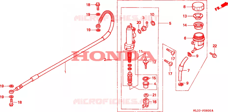 MAITRE-CYLINDRE DE FREIN ARRIERE Honda MOTO 500 CR 1992  CR500RN
