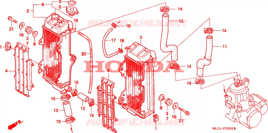 RADIATEUR Honda MOTO 500 CR 1992  CR500RN