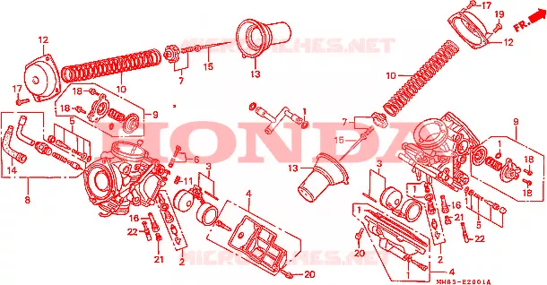CARBURATEUR (PIECES CONSTITUTIVES) Honda MOTO 1100 SHADOW 1993  VT1100CP