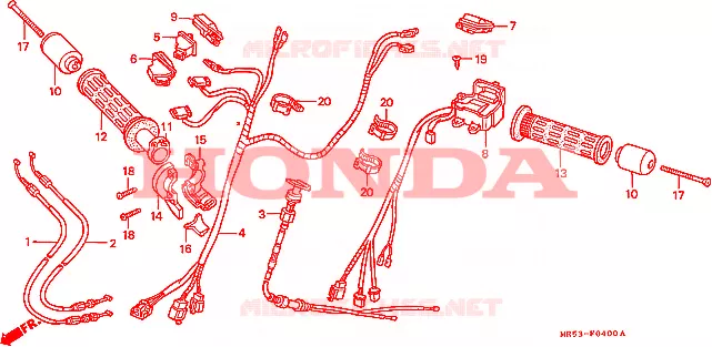 COMMODO - LEVIER - CABLE Honda MOTO 800 PC800 1989  PC800K