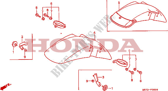 GARDE BOUE AVANT pour Honda RC30 750 de 1988