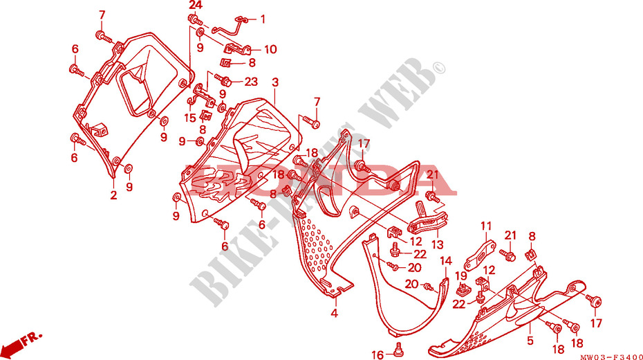 CARENAGES INFERIEUR pour Honda CBR 900 FIREBLADE 50HP de 1993