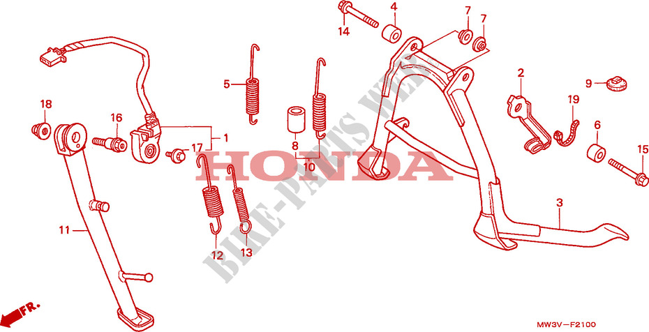 BEQUILLE pour Honda SEVEN FIFTY 750 34HP de 1999
