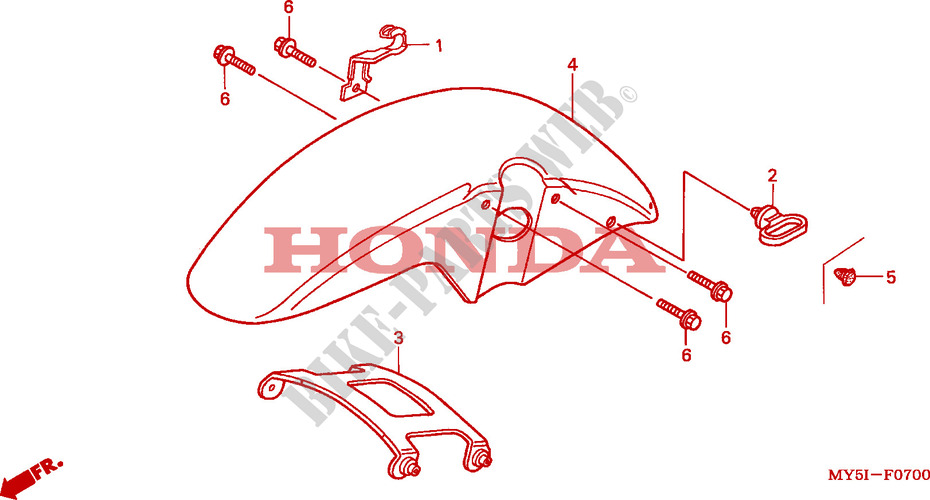 GARDE BOUE AVANT pour Honda CB 500 34HP de 2002