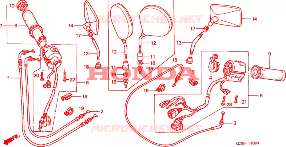 COMMODO - LEVIER - CABLE Honda MOTO 1500 GOLD-WING 2002  GL1500C2