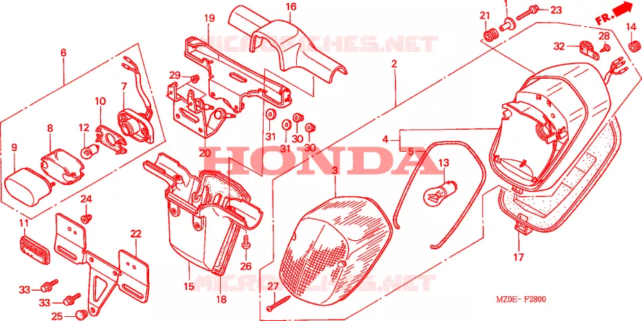 FEU ARRIERE(1) Honda MOTO 1500 GOLD-WING 2003  GL1500CD3