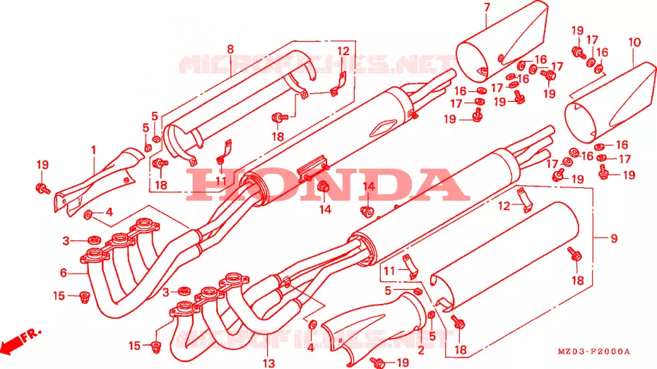 SILENCIEUX D'ECHAPPEMENT Honda MOTO 1500 GOLD-WING 1998  GL1500CTW