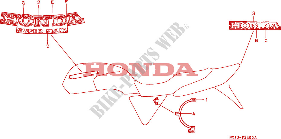 AUTOCOLLANTS pour Honda BIG ONE 1000 de 1993
