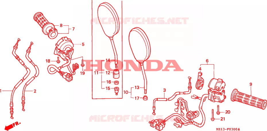 CABLES - COMMODOS - LEVIERS - POIGNEES Honda MOTO 1000 CB 1994  CB1000FR
